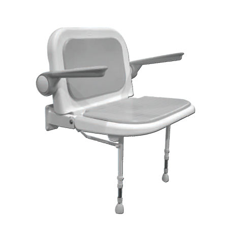 Sedile per doccia con braccioli - 04230P - AKW Medicare - con schienale / pieghevole / a muro