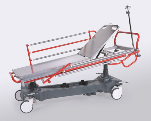 Barella con carrello di emergenza - NTCR SD 04 - HNT Medical - idraulica / ad altezza regolabile / con schienale regolabile