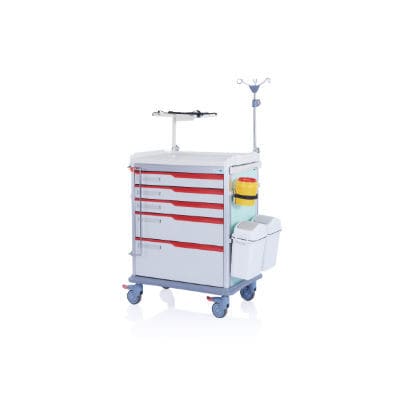 Carrello di emergenza - W3711 ABS - Sichuan Yufeng Medical Equipment Co., Ltd. - in plastica / con portabombola di ossigeno / con cestello per rifiuti