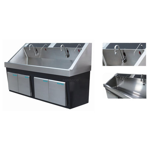 Lavandino chirurgico 2 postazioni - DSAK 400PW - AMENSCO MEDICAL TECHNOLOGIES - in acciaio inossidabile / azionabile con ginocchio