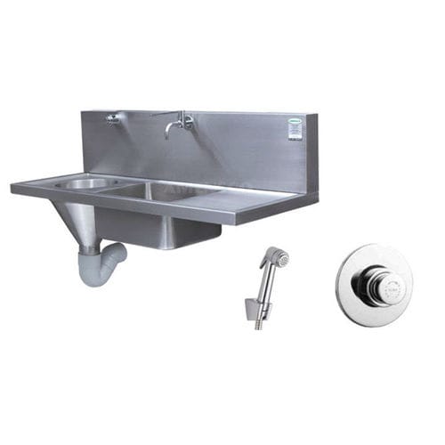 Lavandino per locale di deposito - SWS 100 LHS / RHS - AMENSCO MEDICAL TECHNOLOGIES - 1 postazione / in acciaio inossidabile / a parete