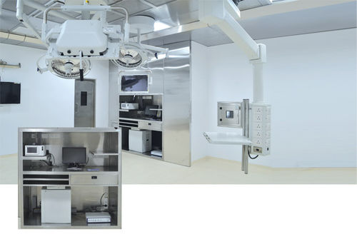 Riunito per sala operatoria - AMENSCO MEDICAL TECHNOLOGIES - con ripiani / doppio / in acciaio inossidabile