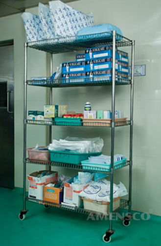 Rack di stoccaggio - MR 100W - AMENSCO MEDICAL TECHNOLOGIES - mobile / in acciaio inossidabile / a ripiani