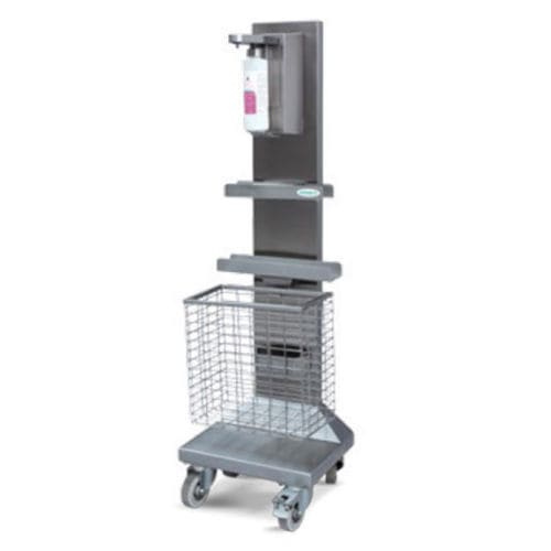 Stazione igienizzante con rotelle - MHS 10 - AMENSCO MEDICAL TECHNOLOGIES - con supporto per gel idroalcolico / con cestello / con glove box