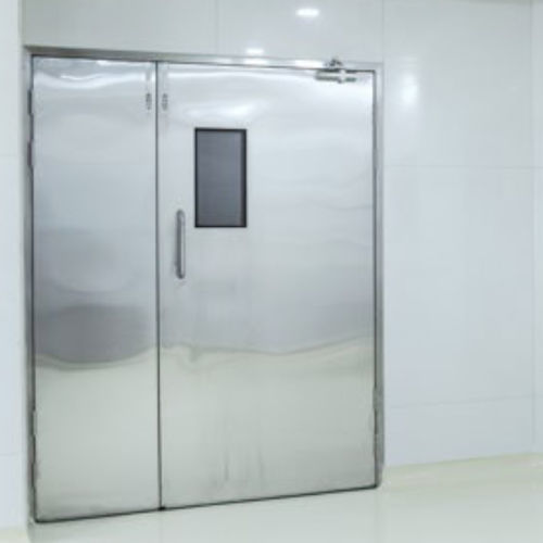 Porta per sala operatoria - SLD 100P - AMENSCO MEDICAL TECHNOLOGIES - battente / in acciaio inossidabile / piombata