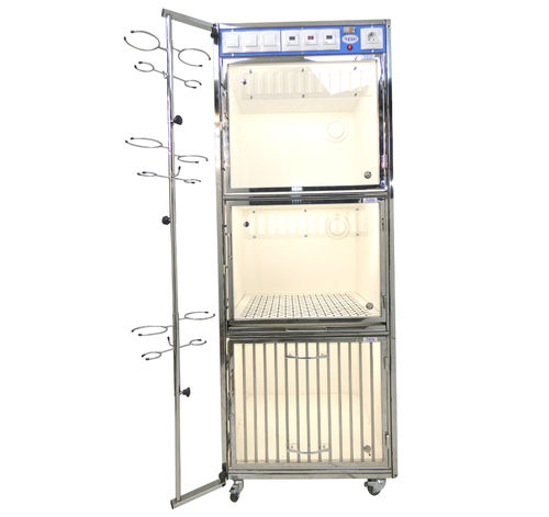 Gabbia veterinaria modulare - KC-02e	 - EVG - EdenVetGroom - 3 scomparti / con rotelle