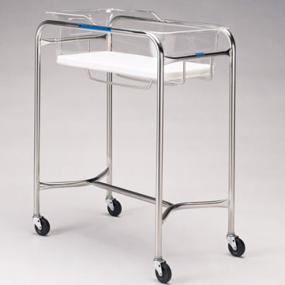 Culla pediatrica con rotelle - P-111 Series - DSI  - con scomparti / con barriere laterali / in acciaio inossidabile