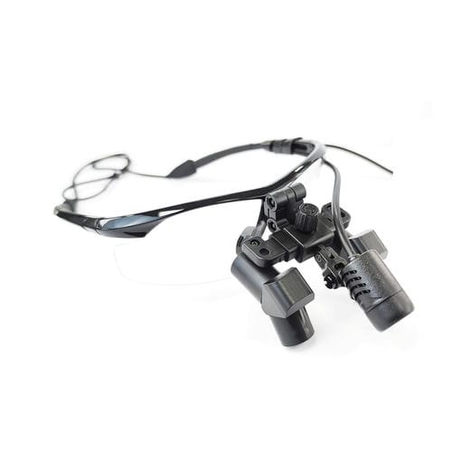 Occhiali binoculari con montatura - EFS-350X with MA JD2100 - Nanchang Micare Medical Equipment - con sistema ribaltabile / con lampada frontale