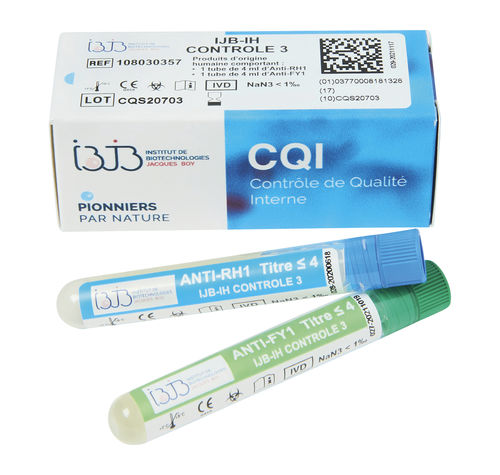 Reagente anticorpo - IJB-IH CONTROLE 3 - Institut de Biotechnologies Jacques Boy - di controllo qualità / per determinazione di fenotipo sanguigno / per determinazione dei gruppi sanguigni