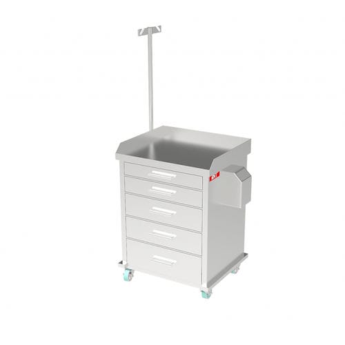 Carrello di emergenza - EMC - BNT - portabombole di ossigeno / portarifiuti / in acciaio inossidabile