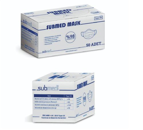 Mascherina chirurgica di tipo IIR - SUBMED - pediatrica / per adulti / scatola da 50 pezzi