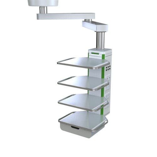 Braccio di distribuzione a soffitto - Silbermann Technologies - per endoscopia / articolato / con ripiani