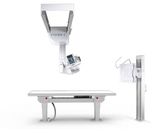 Sistema di radiografia digitale - VISION C - Visaris - per radiografia multidisciplinare / con bucky da terra / con braccio portatubo telescopico a soffitto