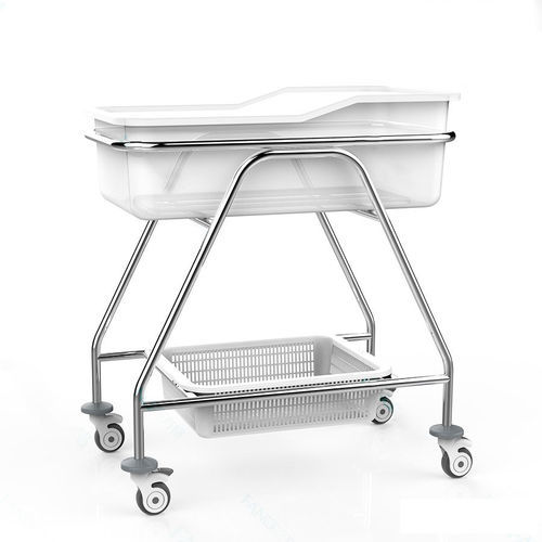 Culla pediatrica con rotelle - A05-I - Fangge Medical - con scomparti / in acciaio inossidabile / trasparente