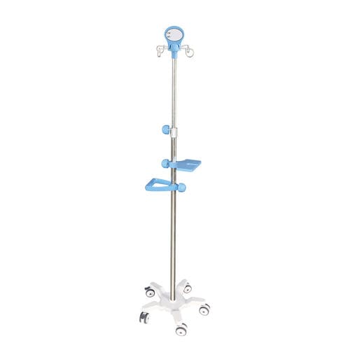 Asta portaflebo con rotelle - B26-04 - Fangge Medical - 4 ganci / telescopica / con supporto per pompa di perfusione