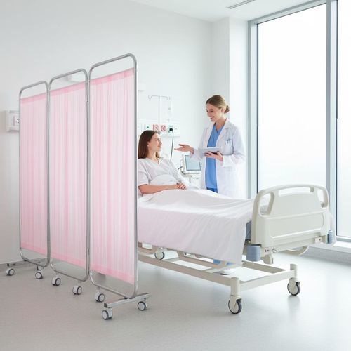 Paravento medicale pieghevole - E12 - Fangge Medical - con rotelle / 3 pannelli / in acciaio inossidabile