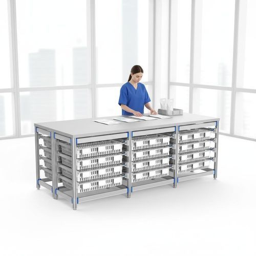 Tavolo di confezionamento di strumenti medici e chirurgici - FG-P-6004F06/B - Fangge Medical - ad altezza regolabile / in acciaio inossidabile / in plastica