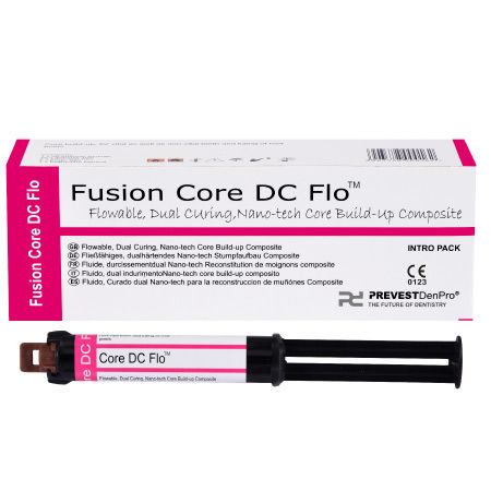 Materiale odontoiatrico in composito fluido - Fusion Core DC Flo - PREVEST DENPRO LIMITED - per ricostruzione dentale / fotopolimerizzable / radiopaco