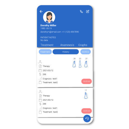Applicazione mobile di gestione - Dentem - di registrazione / di pianificazione del trattamento / con sistema di tracciatura