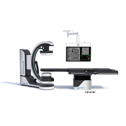 Sistema di fluoroscopia digitale - Omega Medical Imaging - per fluoroscopia interventistica / con tavolo ribaltabile / con amplificatore di brillanza fissato a pavimento
