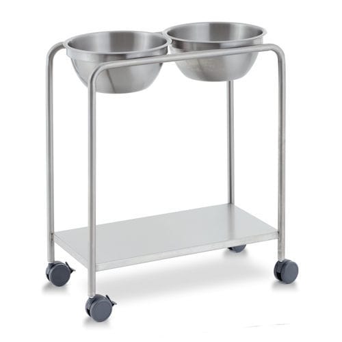 Porta-catino con due catini - BS90.04 - Inspital Medical Technology - con rotelle / in acciaio inossidabile