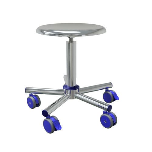 Sgabello Girevole Regolabile In Acciaio Inox 304 Con Ruote - Portata 217 Kg, Ideale Per Officina, Garage E Uso Domestico