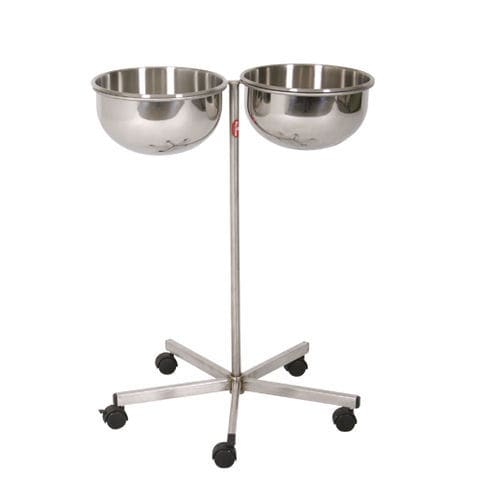 Porta-catino con due catini - AD-174 - DUMAN HOSPITAL FURNITURE - con rotelle / in acciaio inossidabile