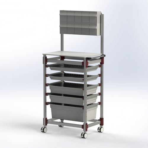 Carrello per anestesia - 3000.7449 - SEBA HANDELS - in acciaio inossidabile / in alluminio / con piano di appoggio