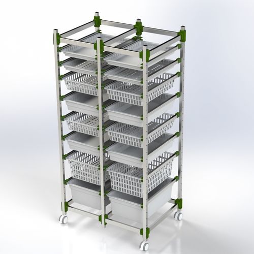 Rack a cestelli - 101.0422 - SEBA HANDELS - modulare / con rotelle / in alluminio
