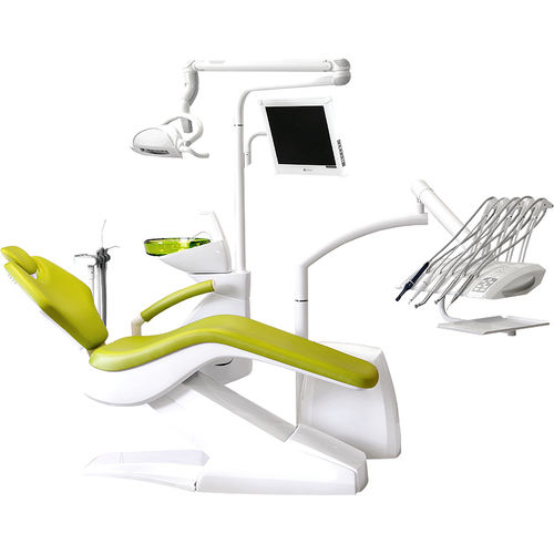 Riunito odontoiatrico con poltrona elettromeccanica - Optimal 09 - ZEVADENT s.r.o. - con monitor / con camera intraorale / con portastrumenti