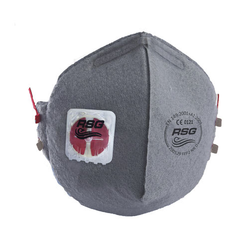 Mascherina FFP2 - F NR D OV FR  - RSG Safety - senza lattice / con valvola di espirazione / con filtro a carbone attivo