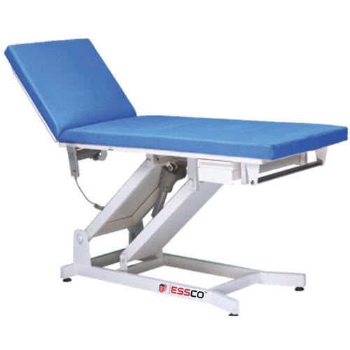 Lettino da visita elettrico - 201 - ESSCO - ad altezza fissa / a 2 sezioni / blu