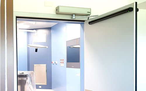 Porta contro i raggi X - HB-B series - LABEL S.p.A. - per ospedale / battente / in acciaio inossidabile