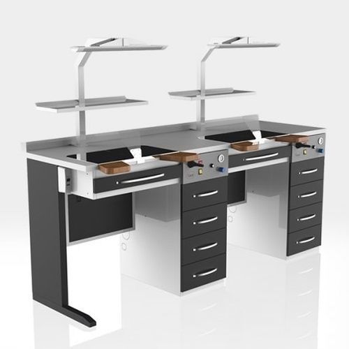 Postazione di lavoro per laboratorio odontotecnico con illuminazione - GPW02 - Grup Dental Medikal - doppia