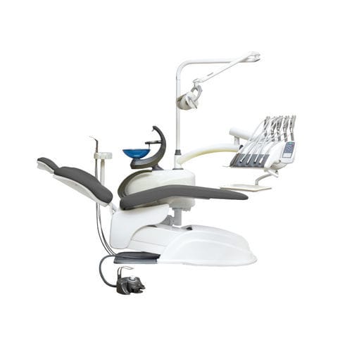 Riunito odontoiatrico con poltrona elettromeccanica - QUATRO ROD - Grup Dental Medikal - con poggiatesta flessibile / con portastrumenti / con illuminazione