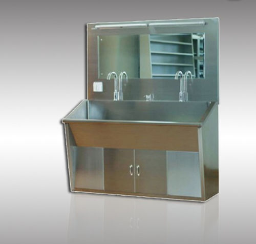 Lavandino medico - SS027 - HYZMED Medical - 2 postazioni / in acciaio inossidabile