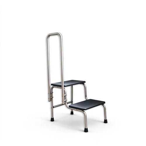 Predellino 2 gradini - 5611 - HYZMED Medical - in acciaio inossidabile / con corrimano / antiscivolo