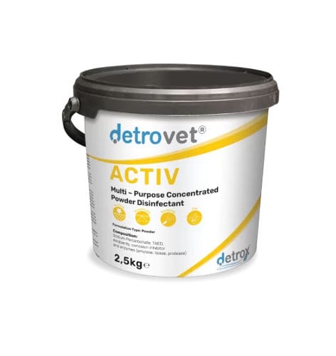 Disinfettante per pavimenti e altre superfici - Detrovet Activ - Detro Healthcare - in polvere / a base di acido peracetico / a base di enzimi