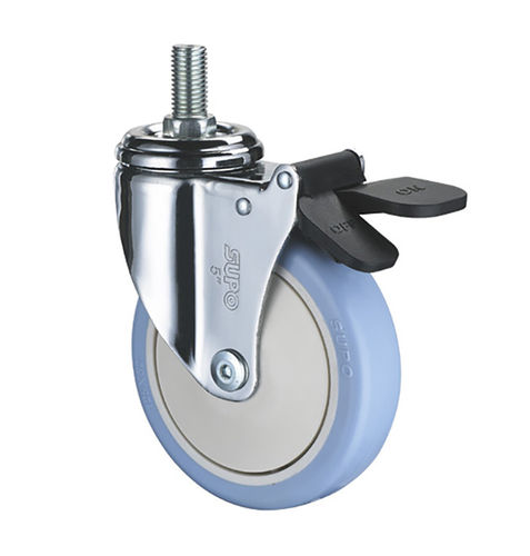 Ruota in poliuretano - 1M-C01-02D-100-271 - Zhongshan Xiangrong Caster Manufacturing Co.,Ltd - con freno / girevole