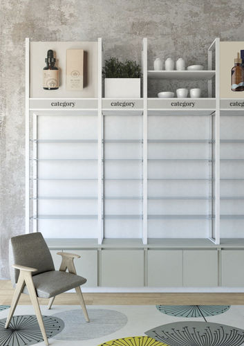 Espositore a muro - Gabriel Evolution - Farmacia Italiana - ad altezza regolabile