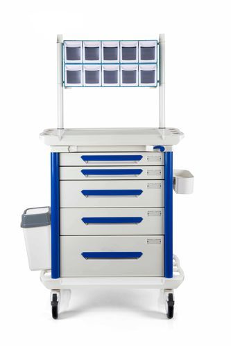 Carrello per anestesia - ACBW-110 - Avrasyamed Medikal Limited Company - portamedicinali / in plastica / 5 cassetti