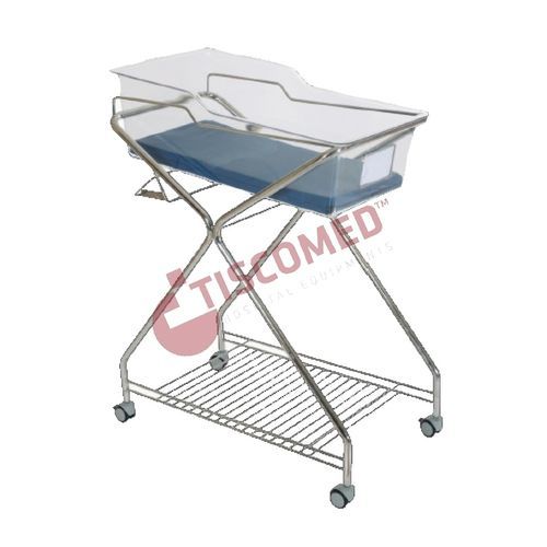 Culla pediatrica con rotelle - TCBA 1040 - Tiscomed - in acciaio inossidabile / trasparente
