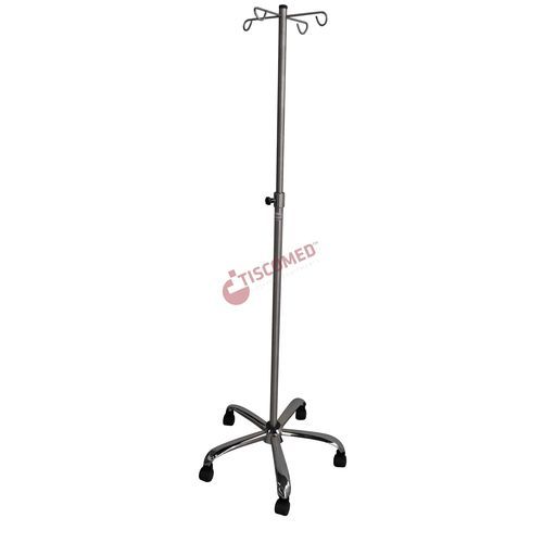 Asta portaflebo con rotelle - TIVS 3850 - Tiscomed - 4 ganci / in acciaio inossidabile
