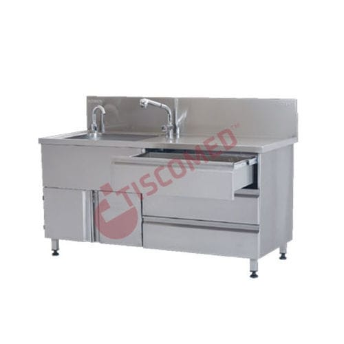 Lavandino medico - TINI 4050 - Tiscomed - per area di igiene / 1 postazione / con comando ad infrarossi