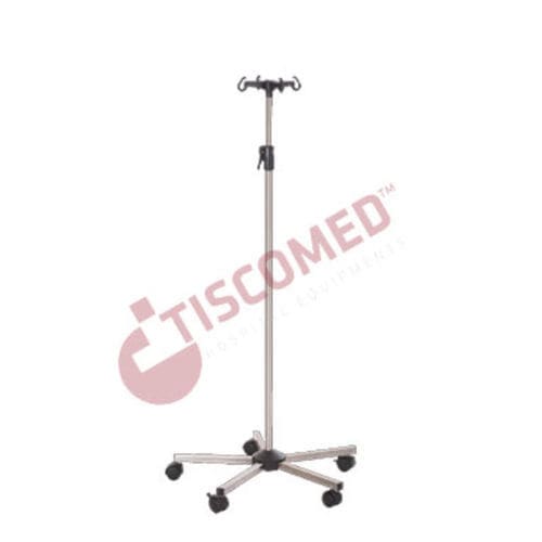 Asta portaflebo con rotelle - TIVS 3860 - Tiscomed - a pavimento / 4 ganci / per letto