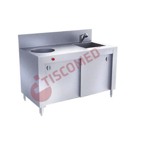 Lavandino medico - TINI 4090 - Tiscomed - per locale di deposito / 2 postazioni / con gocciolatoio