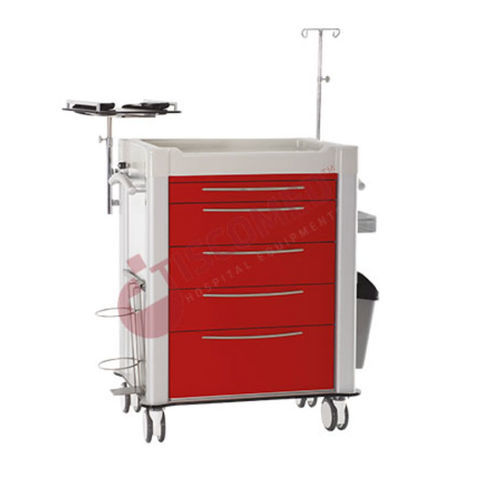 Carrello medico - TCEC 1420 - Tiscomed - ospedaliero / di emergenza / per defibrillatore