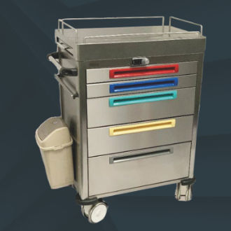 Carrello medico - TCDE 1516 - Tiscomed - per medicazione / in acciaio inossidabile / 5 cassetti