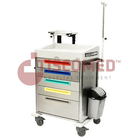 Carrello di emergenza - TCEC 1410 - Tiscomed - medico / ospedaliero / per defibrillatore