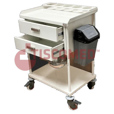 Carrello medico - TCDE 1555 - Tiscomed - per medicazione / con cestello per rifiuti / con portascodelle